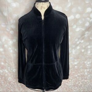 DANA Buchman Black Velour Front Zip Jacket